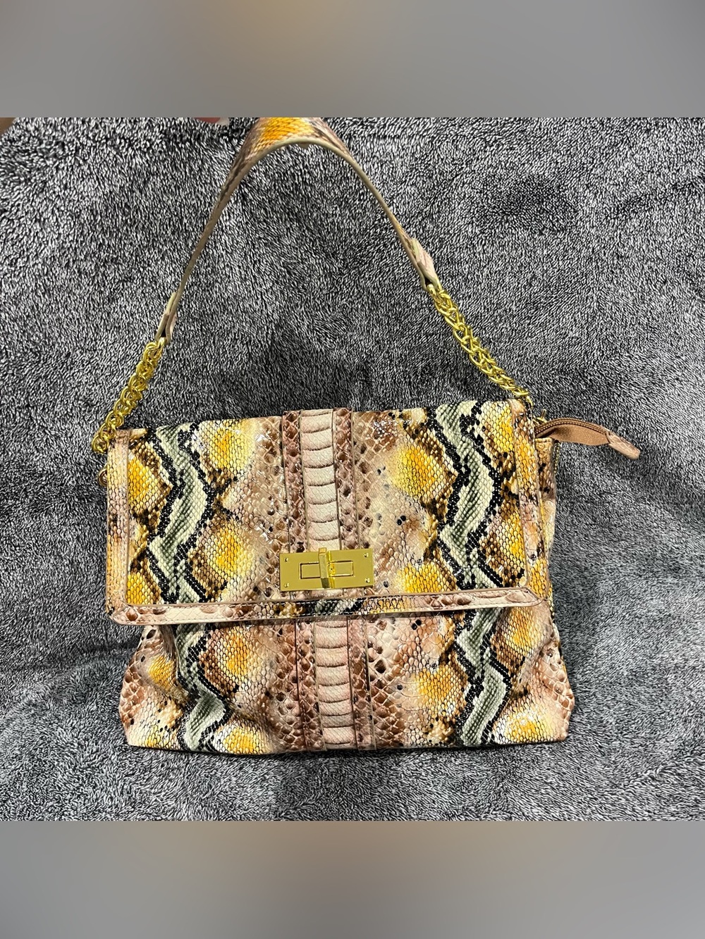 Big Buddha faux phyton print vegan leather shoulder bag